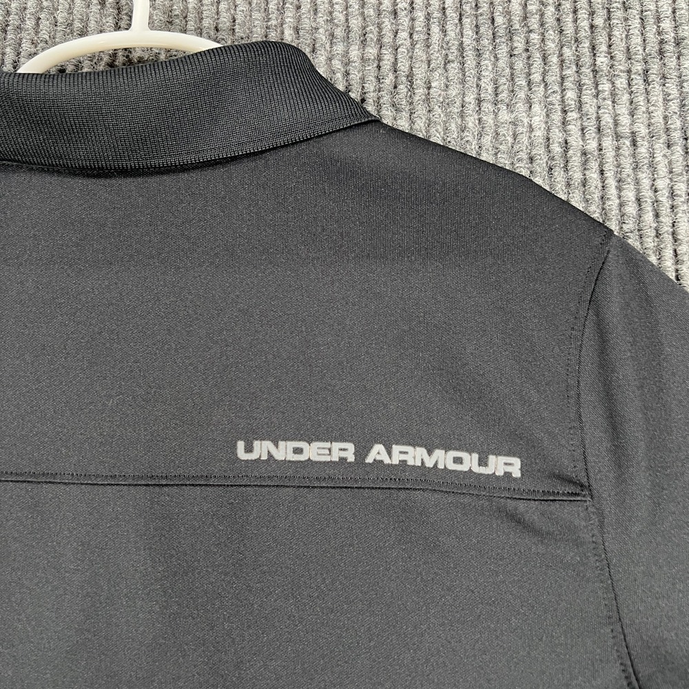 Under Armour Polo Shirt Boys Medium Black Short Sleeve Loose Fit Heat Gear - Picture 13 of 13